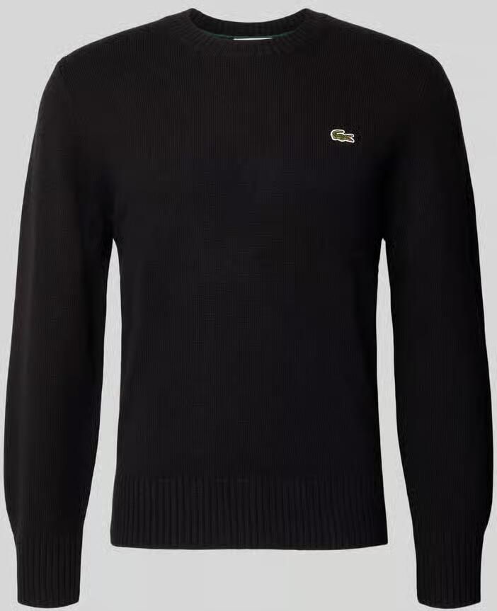 Lacoste Klassieke Fit Crewneck Sweatshirt met Voorlogo Patch Black Heren