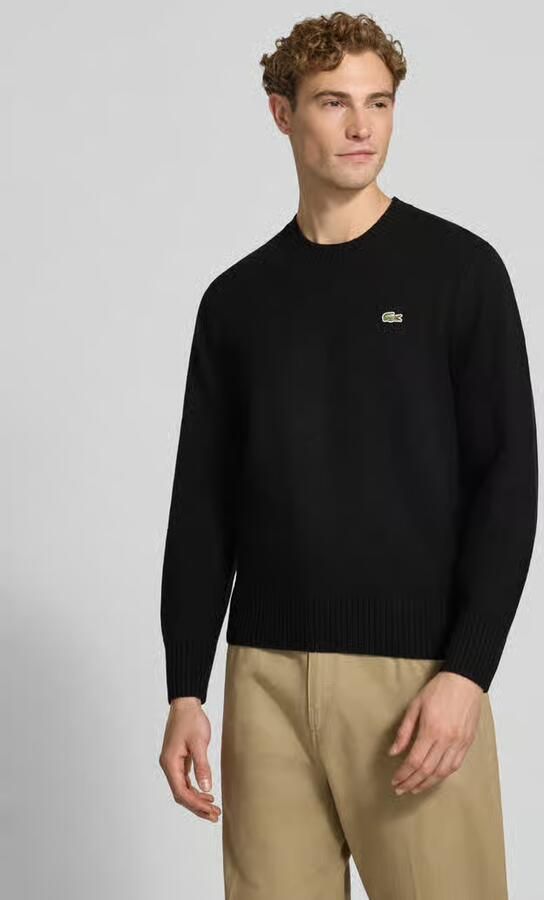 Lacoste Klassieke Fit Crewneck Sweatshirt met Voorlogo Patch Black Heren - Foto 4
