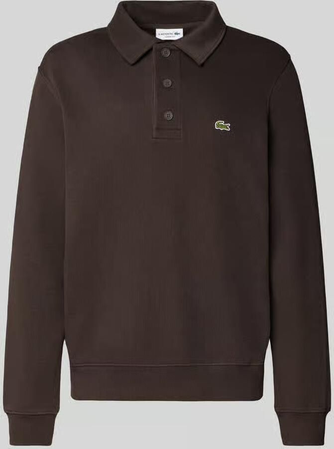 LACOSTE Heren Truien & Vesten Classic Fit Polo Collar Ribbed Polo Bruin - Foto 4