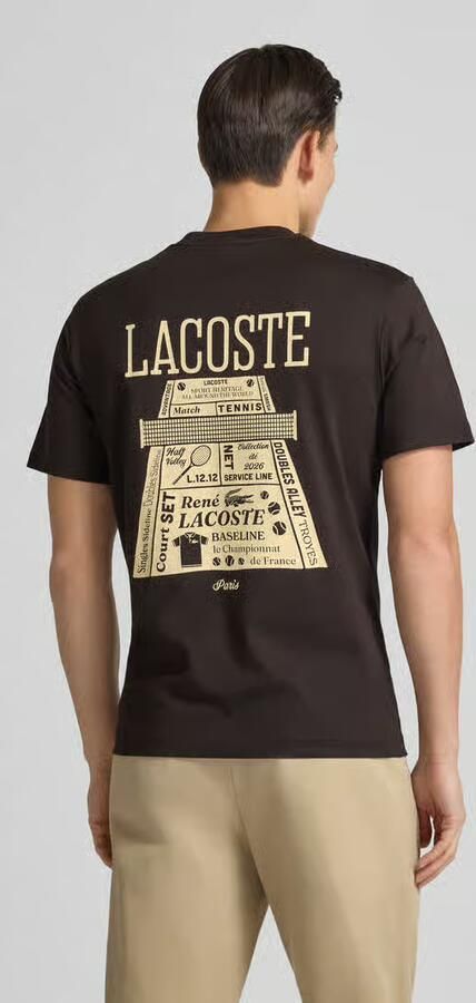 LACOSTE Heren Polo's & T-shirts Classic Fit Back Print Heavy Jersey T-shirt Bruin - Foto 8