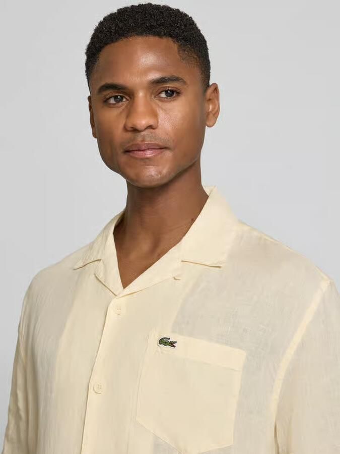 Lacoste relaxed fit linnen overhemd met resortkraag