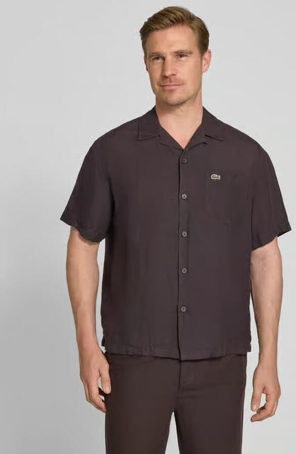 Lacoste relaxed fit linnen overhemd met resortkraag - Foto 2