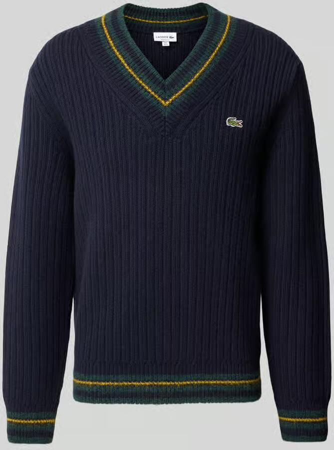Lacoste relaxed fit pullover van pure wol