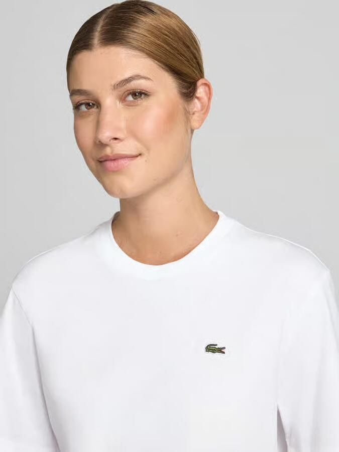Lacoste Zachte Jersey T-shirt met Geribbelde Kraag White Dames - Foto 4