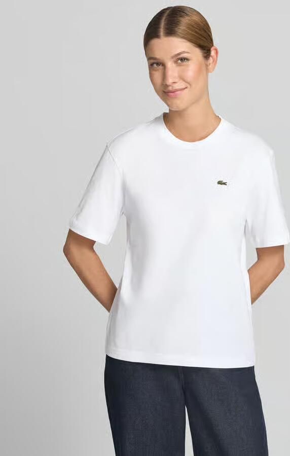 Lacoste Zachte Jersey T-shirt met Geribbelde Kraag White Dames - Foto 5