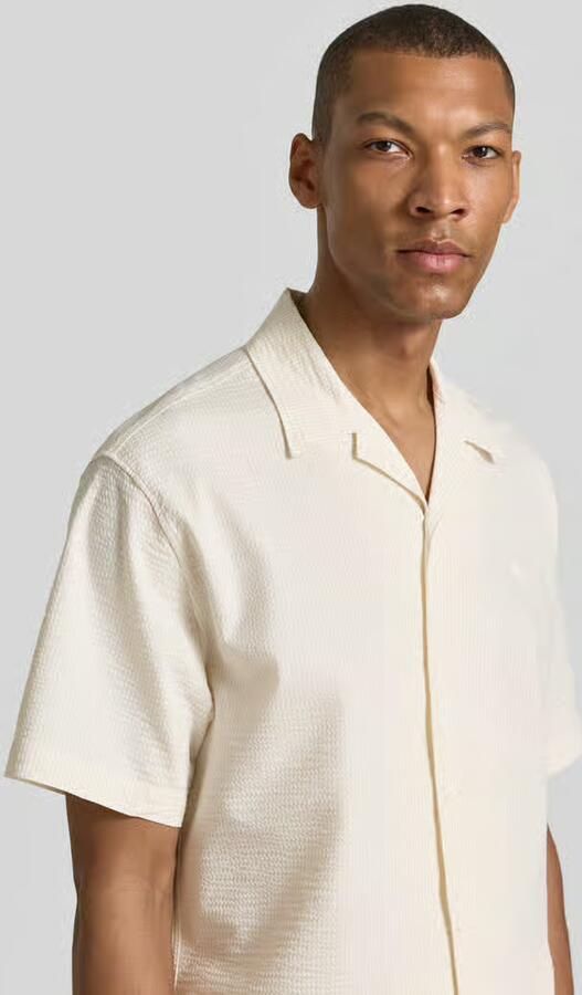 LACOSTE Heren Overhemden Relaxed Fit Waffle Texture Shirt Ecru - Foto 5