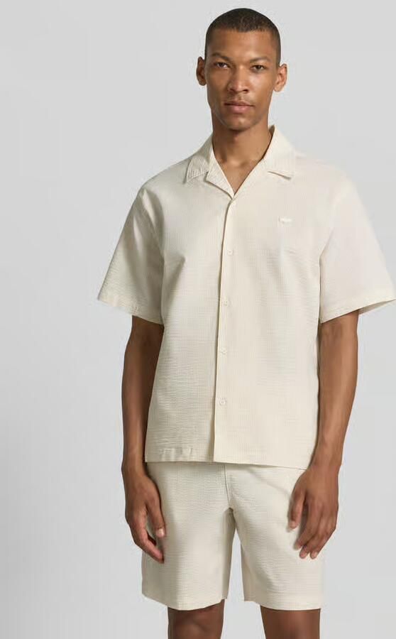 LACOSTE Heren Overhemden Relaxed Fit Waffle Texture Shirt Ecru - Foto 5