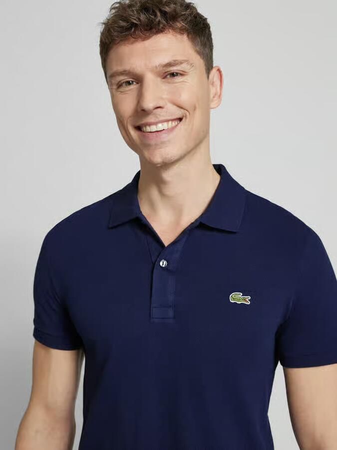 Lacoste Slim fit polo van effen petit piqué Navy Blue Blauw Heren - Foto 8