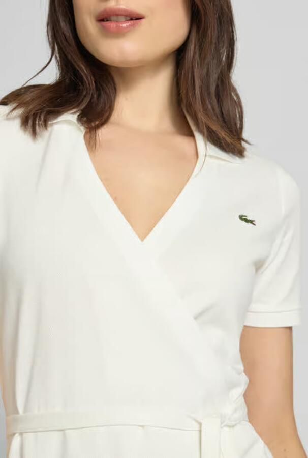 Lacoste Slim fit wikkeljurk van katoenmix - Foto 4