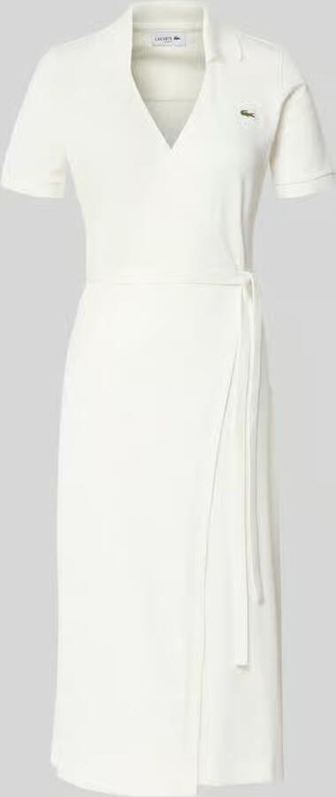 Lacoste Slim fit wikkeljurk van katoenmix - Foto 5
