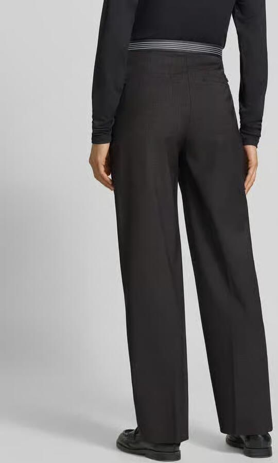 Lacoste loose fit casual broek met plooien en wol antraciet - Foto 3