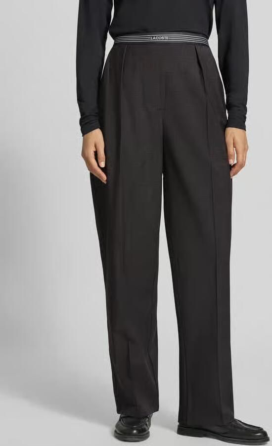 Lacoste loose fit casual broek met plooien en wol antraciet - Foto 2
