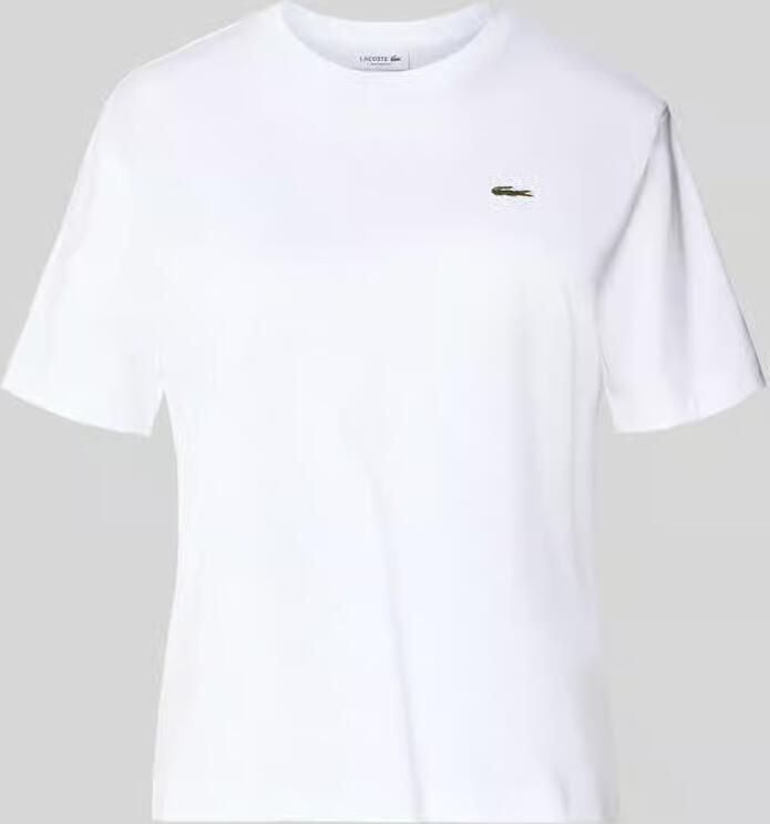 Lacoste Zachte Jersey T-shirt met Geribbelde Kraag White Dames