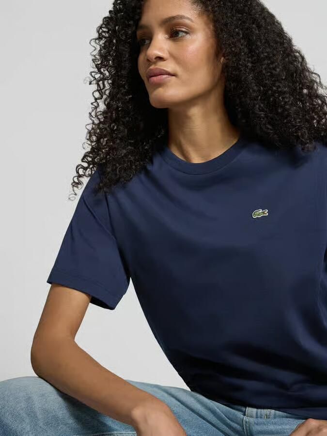Lacoste Zachte Jersey T-shirt met Geribbelde Kraag Blue - Foto 4
