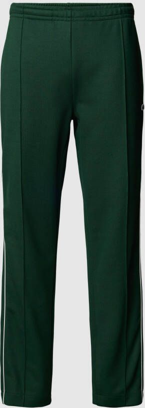 Lacoste Groene broek met elastische tailleband en geborduurde krokodil Green Heren