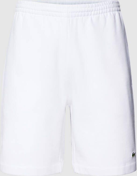 Lacoste Witte katoenen shorts met krokodilborduursel White Heren