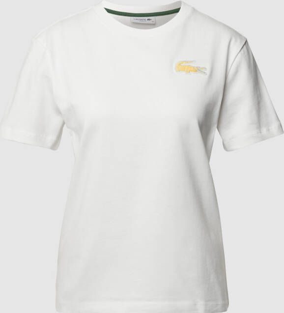 Lacoste Heritage Loose Fit Beige & Yellow T-Shirt Beige Dames