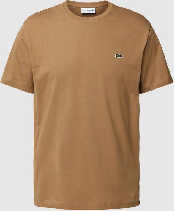 Lacoste Katoenen T-shirt met ronde hals Brown Heren