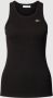 Lacoste Geribbelde top met logopatch Black Dames - Thumbnail 1