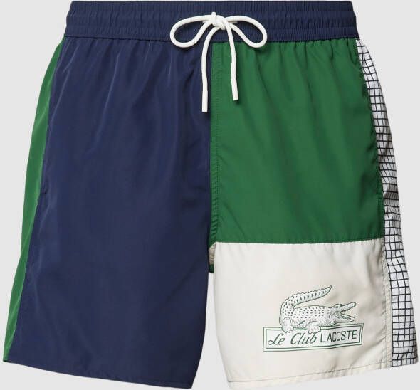 Lacoste Zwembroek van gerecycled polyester met kleurblok Blue Heren