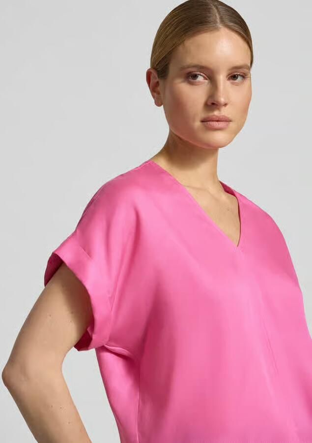 LANIUS regular fit overhemdblouse van puur lyocell in denimlook