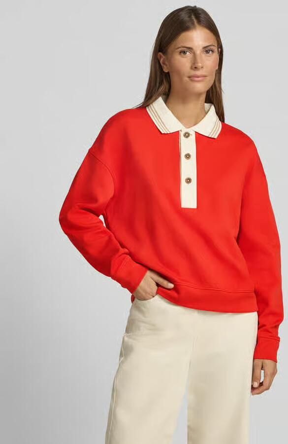 LANIUS Sweatshirt van katoenmix met polokraag - Foto 2