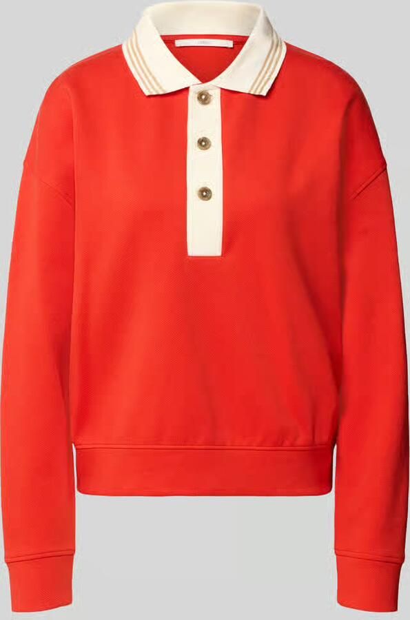 LANIUS Sweatshirt van katoenmix met polokraag
