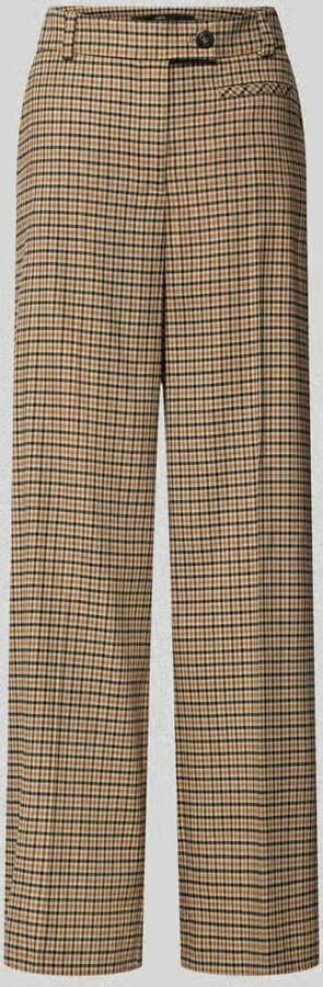 LANIUS wide fit stoffen broek van mix van wol en katoen met ruitmotief