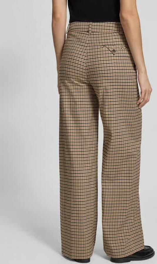 LANIUS wide fit stoffen broek van mix van wol en katoen met ruitmotief - Foto 3