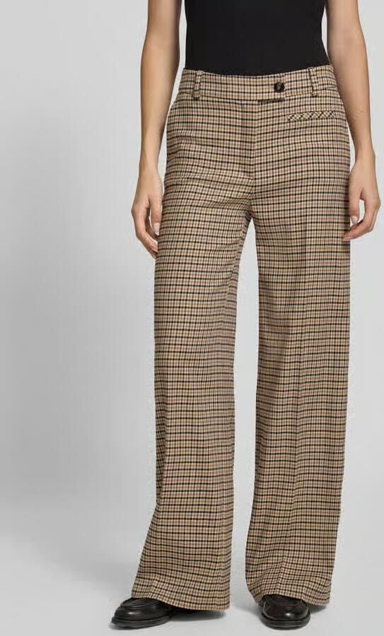 LANIUS wide fit stoffen broek van mix van wol en katoen met ruitmotief - Foto 2
