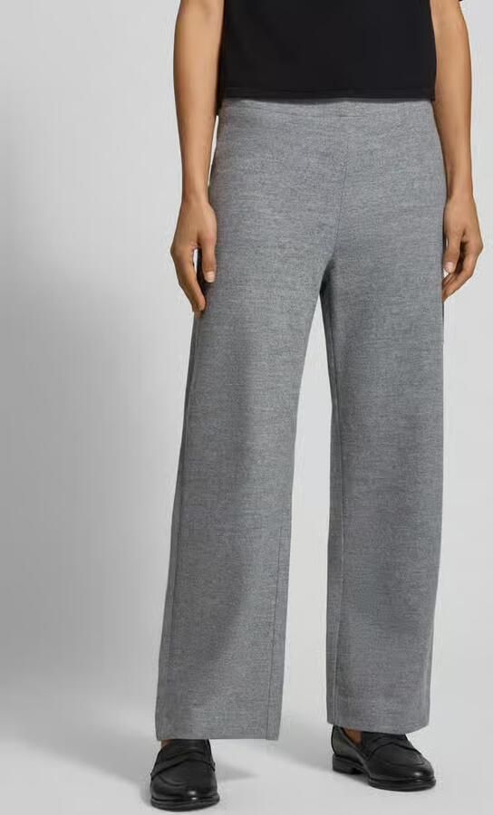 LANIUS wide leg broek van scheerwolmix met elastische band - Foto 3