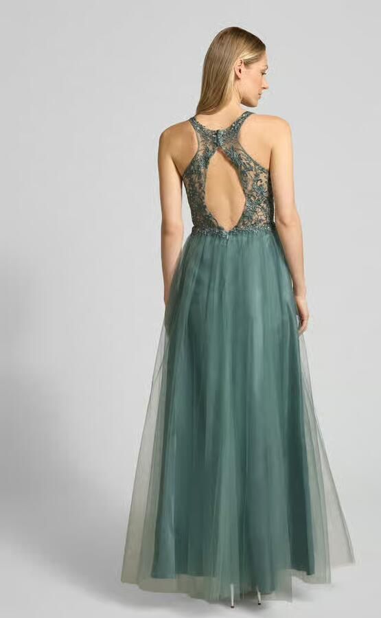 Laona Avondjurk in semi-transparant design met siersteentjes