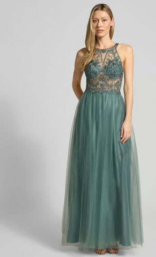 Laona Avondjurk in semi-transparant design met siersteentjes - Foto 3