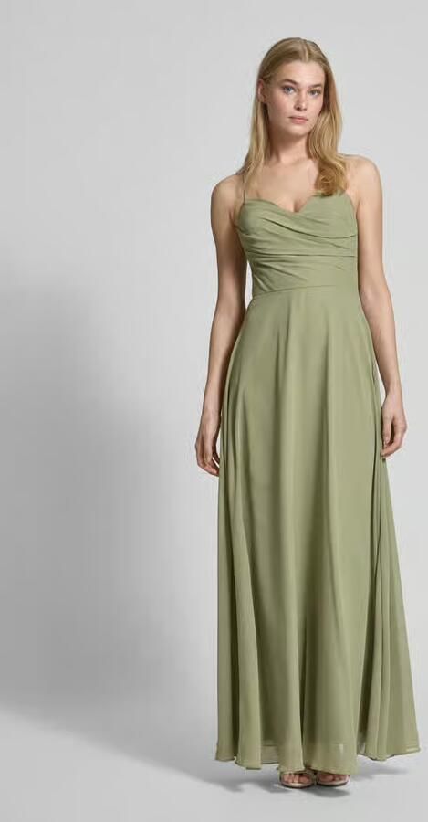 Laona midi-jurk met drapering en spaghettibandjes - Foto 5