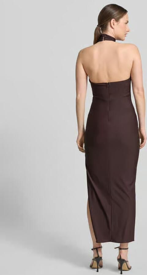 Laona slim fit avondjurk met opstaande kraag - Foto 3