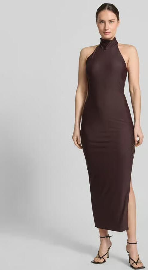 Laona slim fit avondjurk met opstaande kraag - Foto 2