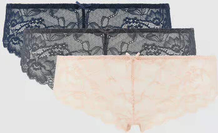 Lascana Brazilian van microvezel en kant in een set van 3 stuks