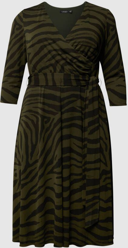 Lauren Ralph Lauren Curve PLUS SIZE midi-jurk met all-over dierenprint model 'CARLYNA'