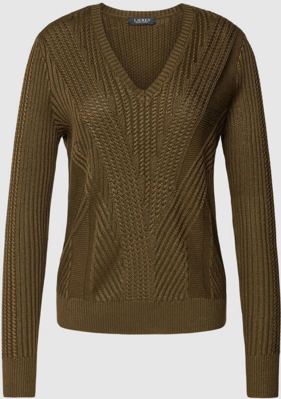 Lauren Ralph Lauren Gebreide pullover van een mix van katoen en viscose met kabelpatroon