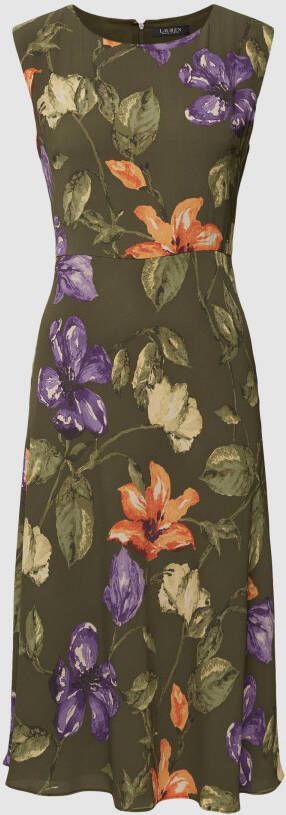 Lauren Ralph Lauren Midi-jurk met all-over bloe motief model 'VILODIE'