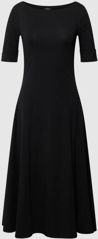 Lauren Ralph Lauren Getailleerde midi jurk met boothals van stretchkatoen - Foto 3