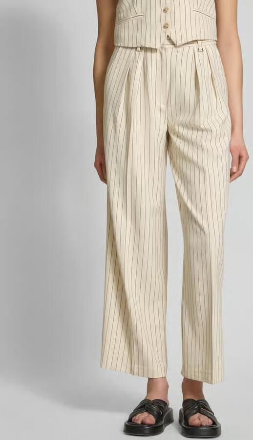 LeGer Wide leg stoffen broek met bandplooien model 'Elaine' - Foto 2