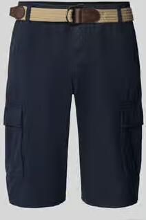 Lerros Korte regular fit cargobroek met riem