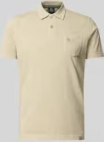LERROS regular fit gemêleerde polo met geribde boorden beige - Foto 3