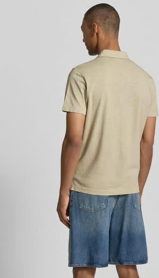 LERROS regular fit gemêleerde polo met geribde boorden beige - Foto 5