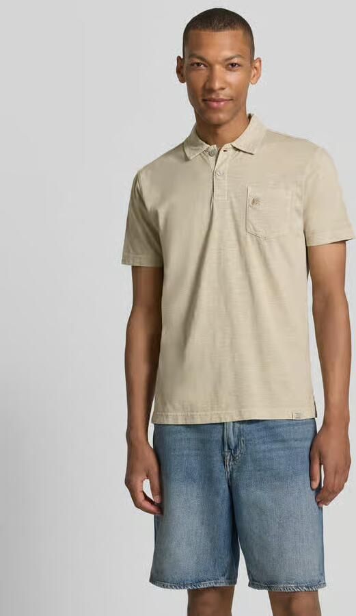 LERROS regular fit gemêleerde polo met geribde boorden beige - Foto 4