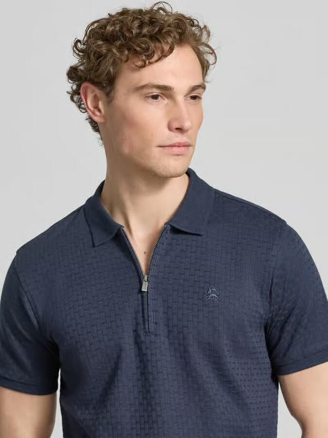 Lerros regular fit poloshirt met korte ritssluiting