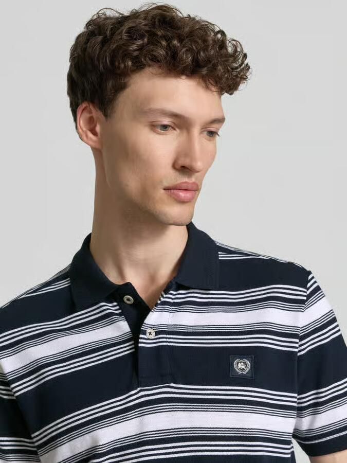 Lerros regular fit poloshirt met labelpatch