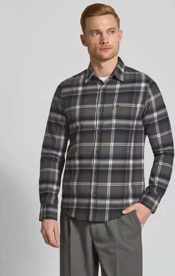Lerros Regular fit vrijetijdsoverhemd met labelstitching - Foto 4