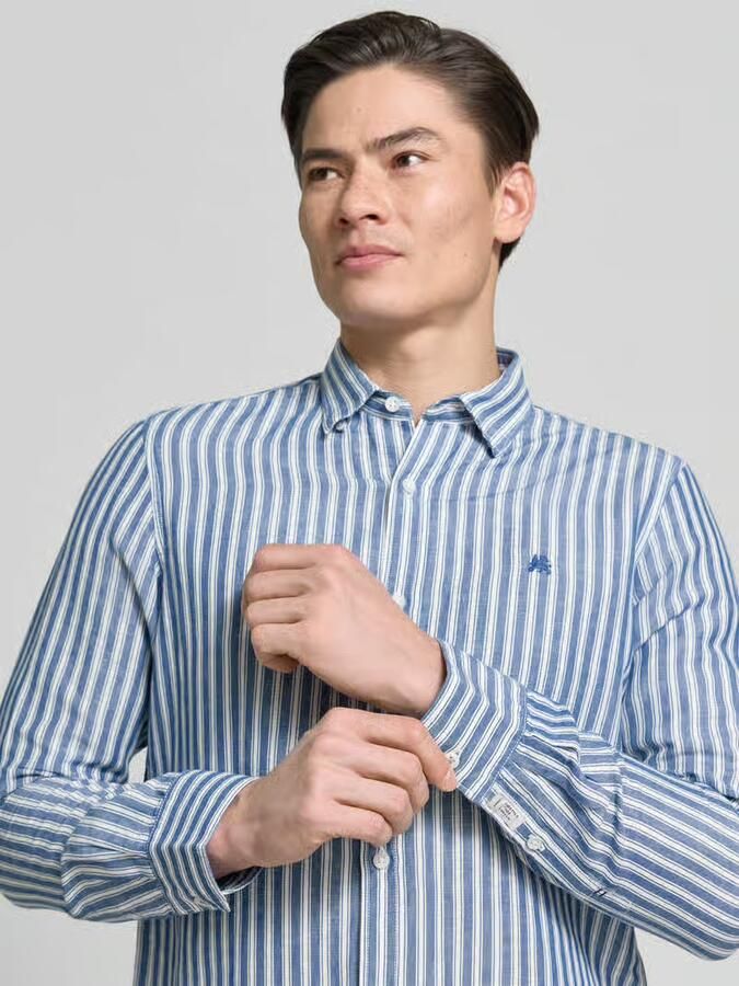 Lerros regular fit vrijetijdsoverhemd van linnenmix met kentkraag